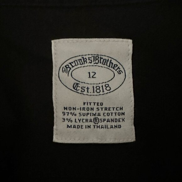 Vtg Brooks Brothers Black Fitted Non-Iron Stretch Black Button-Up Shirt Size 12 - Picture 14 of 14